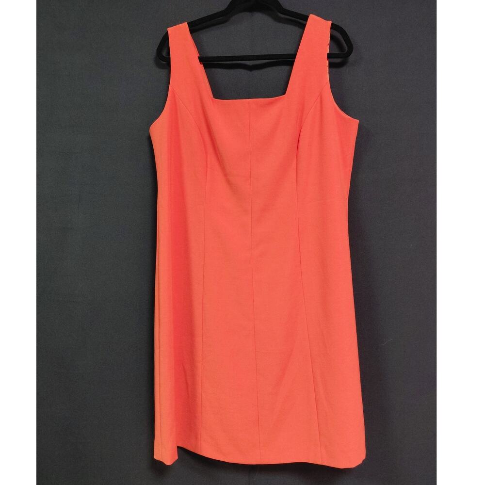 TRU TRUSSARDI Orange Sleeveless Dress Solid Square Neck Knee Length Size 50
